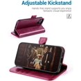 thumbnail image 4 of iPhone 13 Pro Case, iPhone 13 Pro 5G Wallet Case[Card Holder][Kickstand] [TPU Inner Shell][RFID Blocking] Flip Phone Cover Compatible for 6.1 Inch iPhone 13 Pro -Black - 3 Rear Cameras (Burgundy), 4 of 7