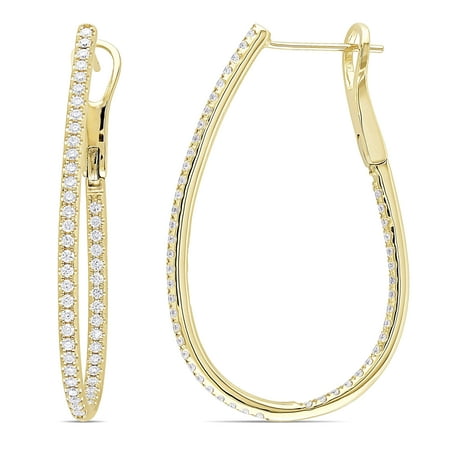 1 Carat T.W. Diamond 14kt Yellow Gold Hoop Earrings