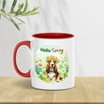 thumbnail image 2 of Basset Hound Hello Spring Time Flower Floral Nature 11oz Accent Two-tone Mug Bassets Dog Breed Lovers Gifts Idea Coffee Tea Cup - 02031, 2 of 5