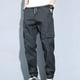 thumbnail image 1 of Pantalones cargo para hombre con bolsillos, pantalones de cintura alta de moda callejera, pantalones de trabajo holgados de pierna ancha, pantalones , Gris oscuro, 5XL Yinane Pantalones tipo cargo, 1 of 8
