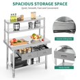 thumbnail image 4 of Mesa de acero inoxidable YITAHOME 48 × 24 con repisas y 2 cajones, 4 of 7