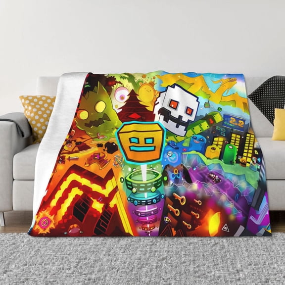 Saiise Geometry Dash Throw Blanket 40"x30" ,Soft Lightweight Cozy All Season Blanket for Bed,Couch,Car