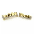 thumbnail image 3 of HOOUN Hip Hop Grills Fangs Top Bottom Set 5A+ CZ 18K Gold Silver Plated Teeth Grillz-Gold and Silver, 3 of 8