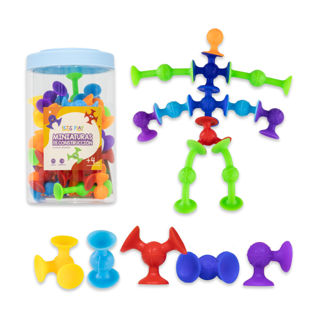 Juguete de Construccion con Ventosas de Silicona Let´s Play para Baño Adherible a Superficies Lisas 46 pzas