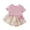 Pink, variant on Outfits for Girls 2 Piece Loose Fit Solid Print Crew Neck Short Sleeve Bowknot Breathable T-Shirt And Ruffle Shorts Daily Wear Girls' Clothing Sets 2 Years-3 Years