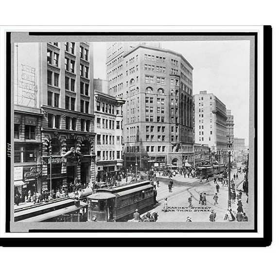 Historic Print, [Market Street near Third Street, San Francisco, California].photo So. Pac. Co., 16" x 20"