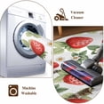 thumbnail image 5 of Red Strawberry Round Rug 3.3ft Washable Circle Entryway Rugs Non Slip Summer Fruits Farmhouse Leaves Floral Rustic Area Rug Indoor Floor Carpet for Bedroom Kitchen Living Room Home Office Dining Room, 5 of 8