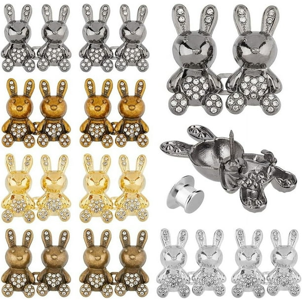 10 pares, 5 colores, ajustadores de cintura para pantalones, broches de conejo para jeans, hebillas decorativas desmontables para la cintura, clips ajustables para pantalones.