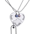 thumbnail image 1 of Collar con forma de corazón roto y bordado, "Mi mejor amiga para siempre" y colgante de cristal rojo y azul con incrustaciones (XL1549), 1 of 5