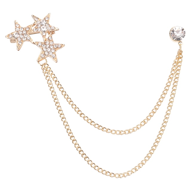 Pin de broche de cadena de estrella Uxcell, cadena de borlas de estrella brillante en tono dorado