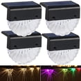 thumbnail image 1 of Luces solares para escaleras de terraza al aire libre, 4 luces para escalones de jardín con energía solar, impermeables, blanco cálido/cambio de color, 2 modos Feliz Sencillez, 1 of 5