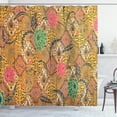 thumbnail image 1 of Asian Shower Curtain, Traditional Malaysian and Javanese Design Rich Retro Revival Pattern with Flowers, Fabric Bathroom Set with Hooks, 69W X 84L Inches Extra Long, Multicolor, by Ambesonne, 1 of 3