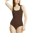 thumbnail image 4 of POSESHE Women's Plus Size Square Tank Bodysuit in Black, M-5X, 4 of 5