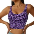thumbnail image 1 of Fotbe Purple Leopard Sujetador Deportivo Largo sin Aros para Mujer con Almohadillas y Soporte Medio, Transpirable y Absorbente, Camiseta Tipo Chaleco o Tank Top-Medium, 1 of 8