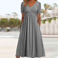 thumbnail image 2 of WILLBEST Wedding Guest Dresses for Women Midi Short Sleeve Women Fashion Solid Short Sleeve Casual Loose Long Dress with Pockets Trendy, 2 of 5