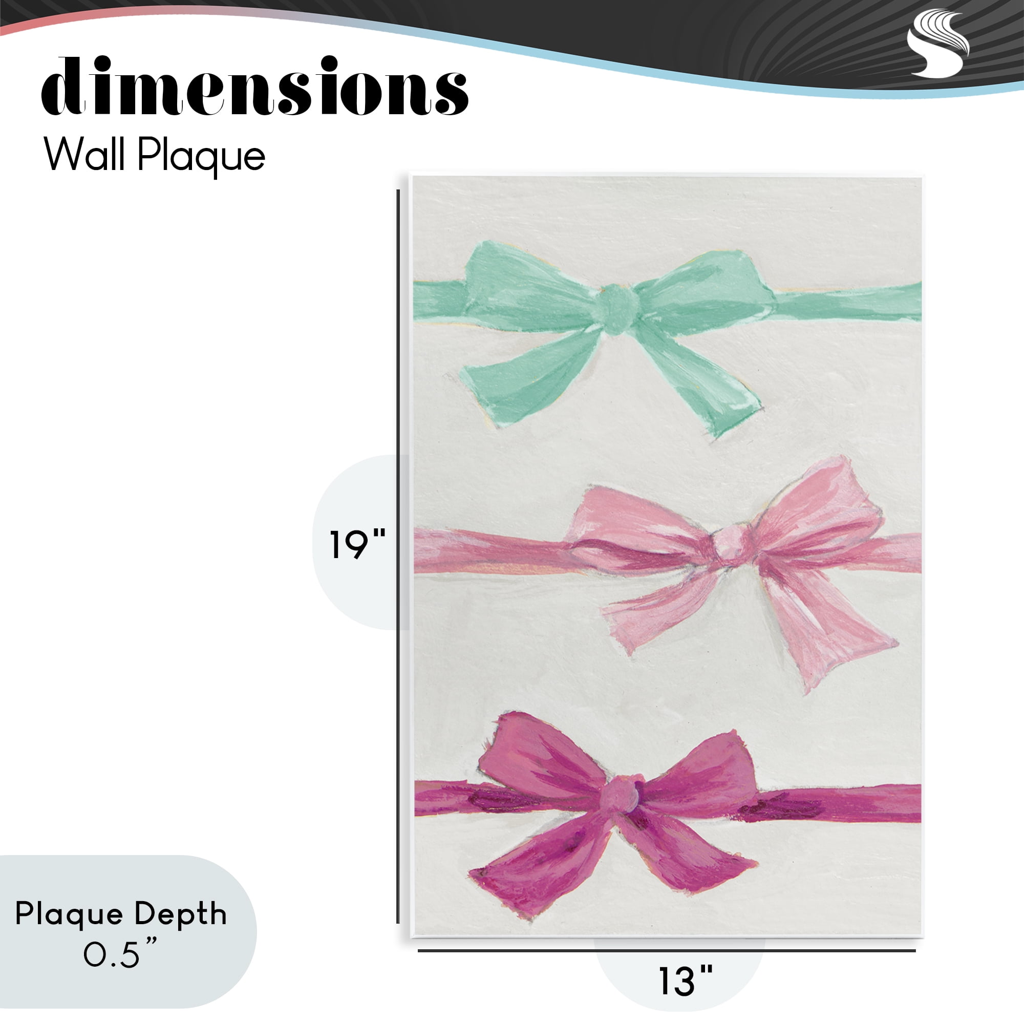 Stupell Industries Ribbon Bows Trio Wall Plaque Art, design by Lanie Loreth