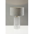 thumbnail image 2 of Simplee Adesso Carrie Large Table Lamp, Clear Ribbed Glass with Antique Brass Neck, Soft Touch Grey Fabric Shade, 2 of 2