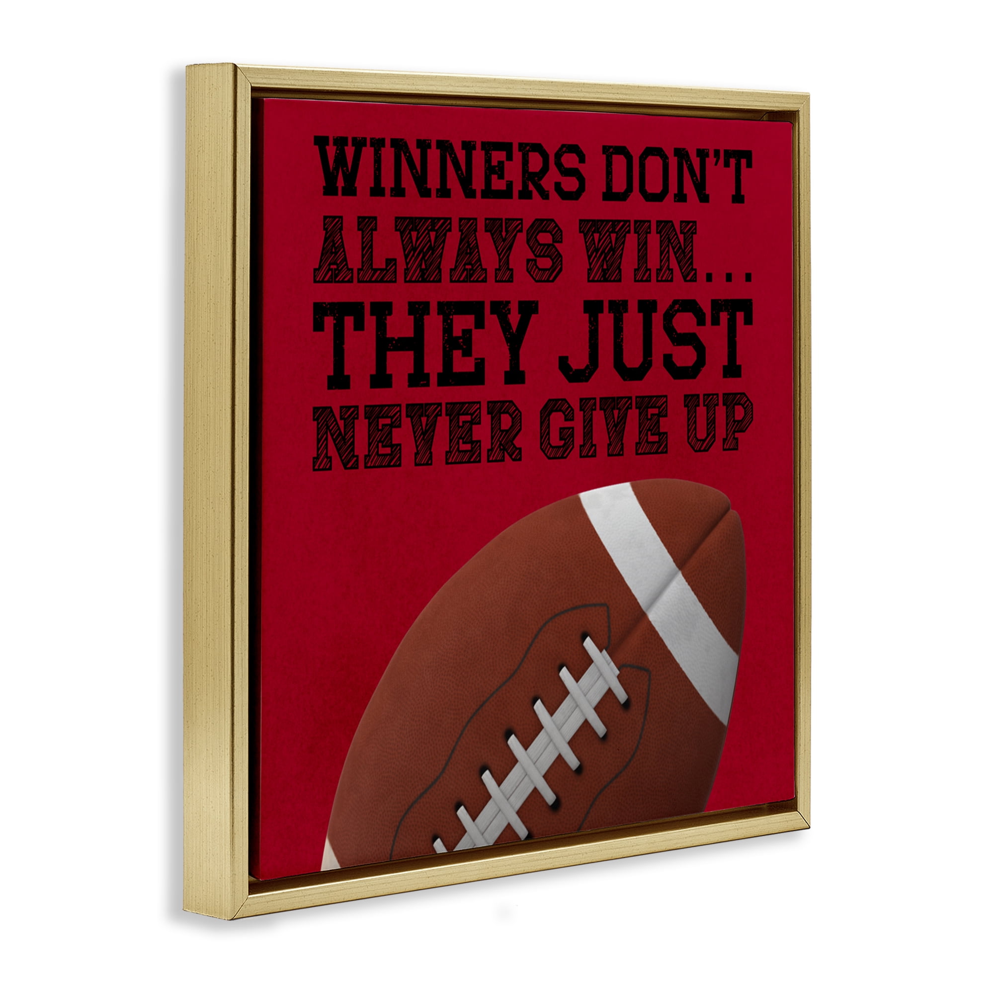 Winners Never Give Up Gold Framed Floater Canvas Wall Art, design by Marcus Prime