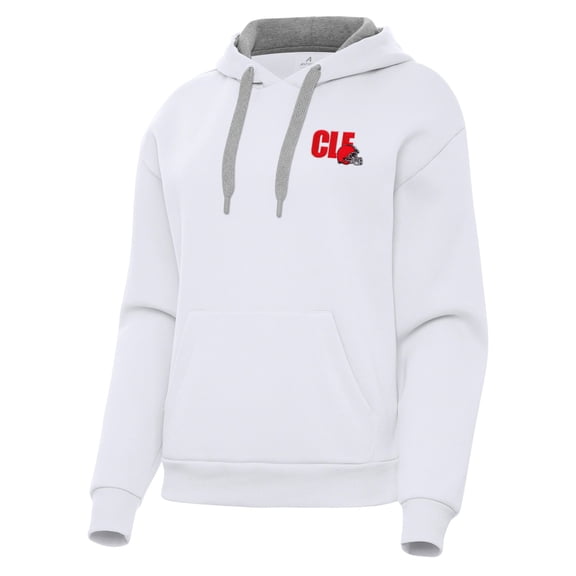 Women's Antigua  White Cleveland Browns Victory Pullover Hoodie