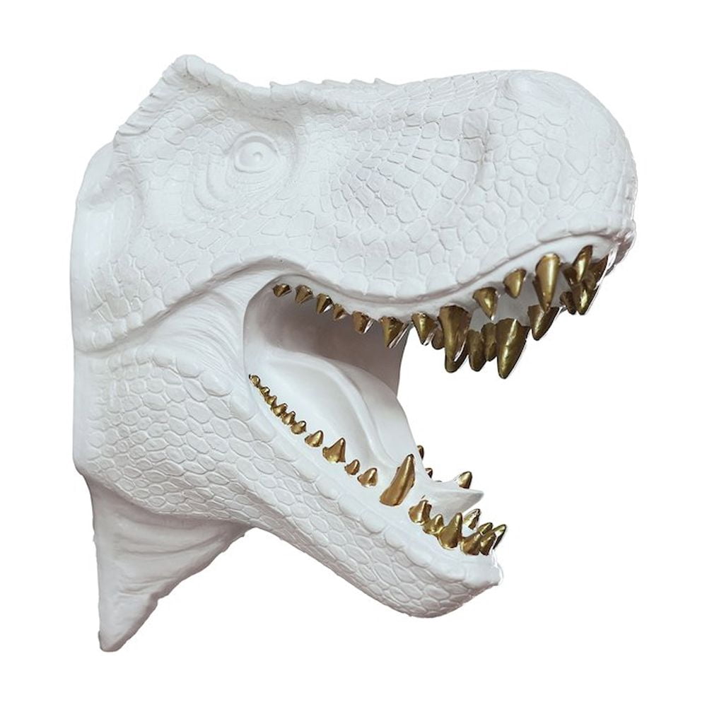 Hi-Line Gift Ltd 75642-C-WT Dinosaur Head Sculpture White Color Wall Mounted Ornament