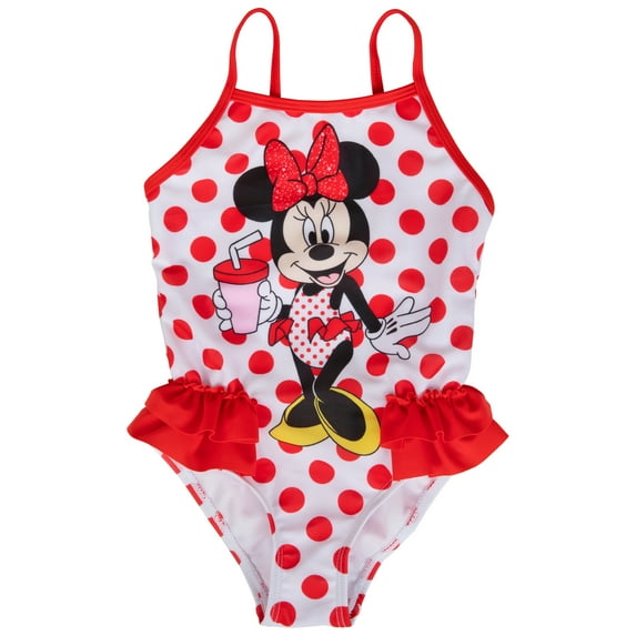 Disney Minnie Mouse Red Polka Dot One Piece Toddlers Swimsuit-Toddler 2T