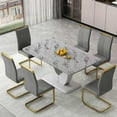 thumbnail image 5 of Sumdeal Dining Room Set,63" Modern Faux Marble Dining Table Sets for 6,7 Piece Rectangle Dining Table Set,Table and Chairs,Grey ,Set of 6, 5 of 7