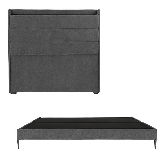 Base Cama Slim King Size + Cabecera Wing Trinity Dark Grey