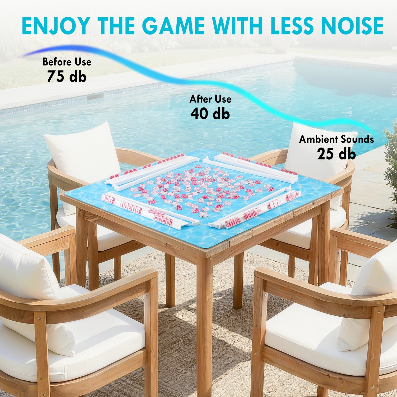 Macaron Water Ripple Game Mat – Anti-Slip, Noise-Reducing for Mahjong/Poker | Perfect for Pool, Patio, Grill & Cooler Events Includes Velvet Bag