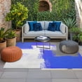 thumbnail image 2 of Blue Purple Gray Outdoor Rug for Patio/Deck/Porch, Non-Slip Large Area Rug 5 x 7 Ft, Abstract Geometric Oil Painted Contemporary Indoor Outdoor Rugs Washable Area Rugs, Camping Rug Carpet Runner, 2 of 8