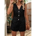 thumbnail image 3 of Floral Eyelet Embroidered Sets for Women 2 Piece Summer Shorts Button Down Vest Dressy Causal Vacation Set Black XL, 3 of 7