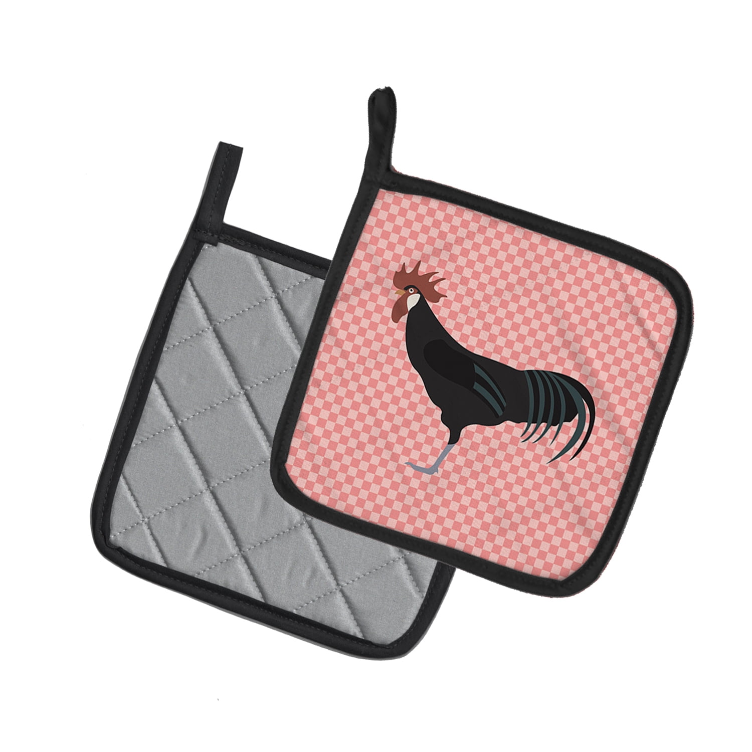 Caroline's Treasures Minorca Ctalalan Chicken Pink Check Pair of Pot Holders