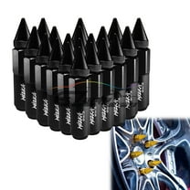 Black 20 PCS M12X1.50 Lug Nuts Spiked Extended Tuner Aluminum Wheels Rims Cap Mi2KA