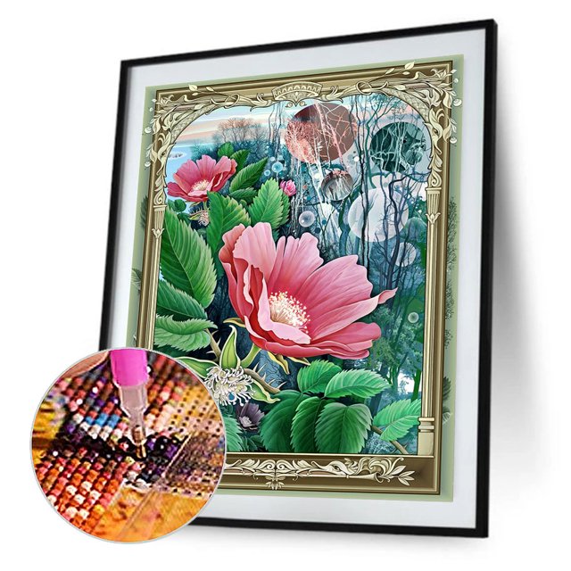 Cuadros Decorativos 5D DIY Diamond Painting Kits completo redondo taladro flor mosaico imagen pared Likrtyny embutido en tela