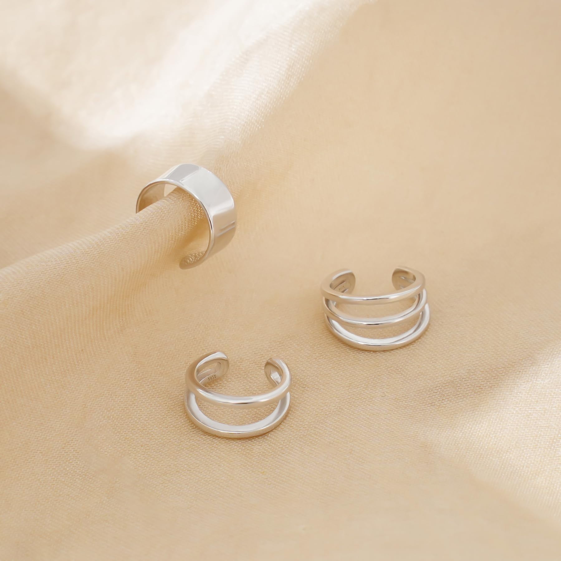 Chic & Artsy Cuff Earrings 925 Sterling Silver Ear Cuff Earrings Non-Piercing Fake Helix Cartilage Cuff Earrings