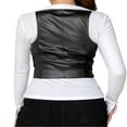 thumbnail image 3 of Women‘s Vest Leather V Neck Sleeveless Button Closure Design Slim Fit Breathable Versatile Tank Tops, 3 of 6