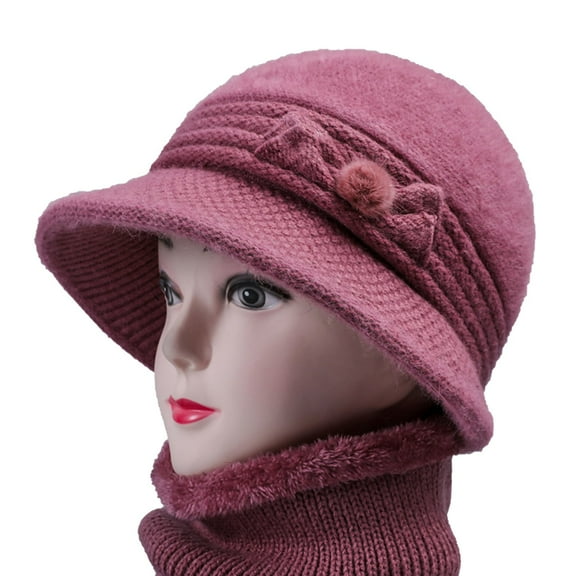 ZSQDM Women's Woolen Knitted Warm Basin Hat Padded Cotton Hat beanie Trucker Hats Women Bucket Hats Shower Cap