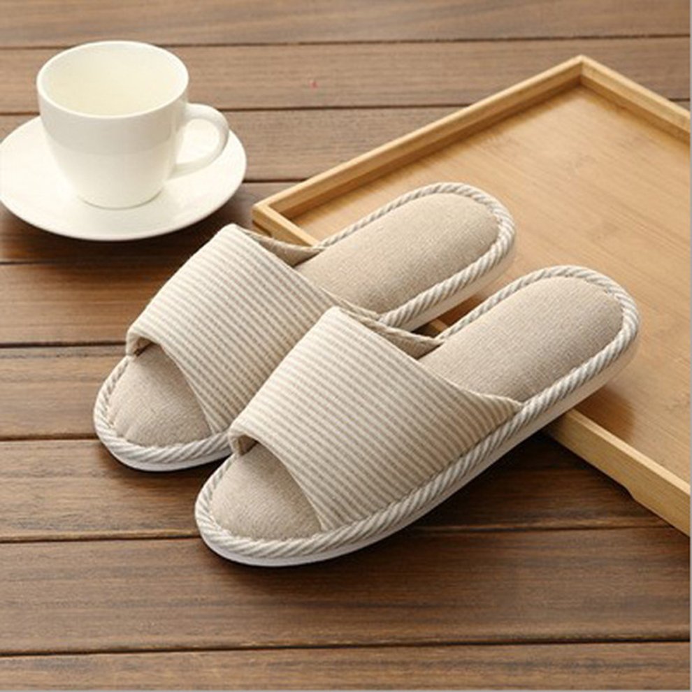 Soft Comfortable Cotton Fabric Slippers with Love Heart Home Slippers