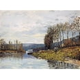 thumbnail image 2 of Sisley, Alfred 32x25 Black Ornate Wood Framed with Double Matting Museum Art Print Titled - The Seine at Bougival, 2 of 4