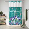 thumbnail image 6 of No Hook Shower Curtain, Hello Spring Shower Curtains for Bathroom with See Through Top Window, Pastoral Purple Bottle Floral Dark Green Wood Waterproof & Washable Bath Curtain Small Stall 36"x78", 6 of 9