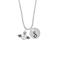 thumbnail image 2 of Delight Jewelry Silvertone Winged Peace Sign with Crown Silvertone Script Initial Disc - S - Charm Necklace, 20"+3", 2 of 4