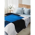 thumbnail image 4 of Blue Blavk Grey Twim Size Flat Sheet, Wrinkleproof & Fadeproof Cooling Flat Bed Sheet Only, White Abstract Art Gradient Modern Art Breathable Soft Bedding Top Sheets 66 x 96 Inches, 4 of 8