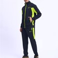 thumbnail image 5 of Handshe Men's Solid Color Tracksuit Set, Full-Zip Jacket with Pockets and Elastic Cuffs, Comfortable Sportswear for Gym and Daily Wear, 5 of 9