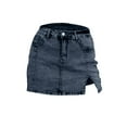 thumbnail image 5 of Clearance Sale!! Skorts Skirts for Women Denim Mini Skirt Side Slit with High Waisted Jean Shorts Stretchy Skorts Bloomy Skorts Woman High Waisted Casual Stretchy Denim Skirt Side Split Skirts Grey L, 5 of 5