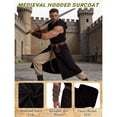 thumbnail image 5 of Virmaxy Halloween Costume Men's Medieval Hooded Tunic Set Renaissance Costume with Belt Pouch and Bracers for Halloween Party Black, 5 of 7