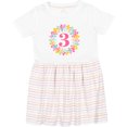 thumbnail image 3 of Inktastic 3rd Birthday Flower Wreath 3 Year Old Girl Girls Toddler Dress, 3 of 5