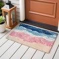 thumbnail image 5 of Pink Blue Washable Small Entryway Area Rugs 2'x3', Beige Gradient Ocean Wave Abstract Beach Coastal Low Pile Throw Rug Non-Slip Sturdy Edge Binding Carpet for Front Door Floor Room Entry, 5 of 9