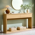 thumbnail image 5 of Aitjunz 63" Console Table with 2 Drawers and Storage Shelf, Waterfall Wood Grain Entryway Table with Curved Edges, Long Sofa Table for Living Room, Hallway and Foyer, 5 of 6