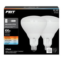Feit Electric 100W BR40 E26 Adjustable Equivalence Medium LED Bulb, White - Pack of 2