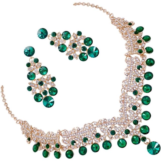 HUGFEGWE Crystal Wedding Jewelry Set Bridal Necklace Earrings Set Party Jewelry Rhinestone Jewelry for Wedding Party Proms CJ25311-13256
