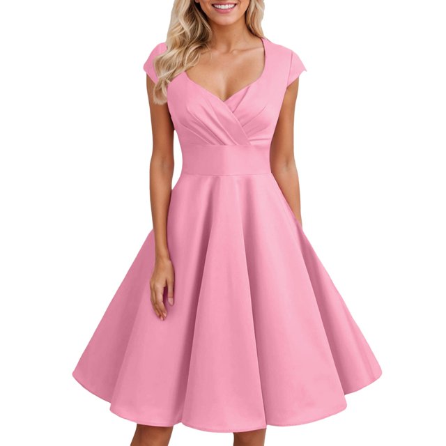 XDZJLR Womens Dresses Short 1950S Retro Vintage Cocktail Party Swing Dress